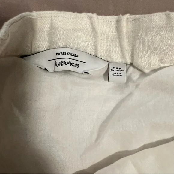 Paris Atelier & Other Stories Cream Button-Front A-Line Linen Skirt - Picture 2 of 9